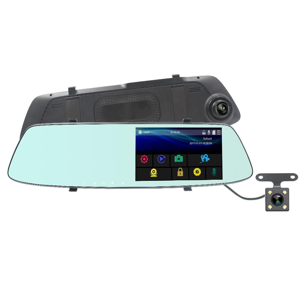 5" LCD Touch Screen Rear View Mirror Car Recorder with Separate Camera