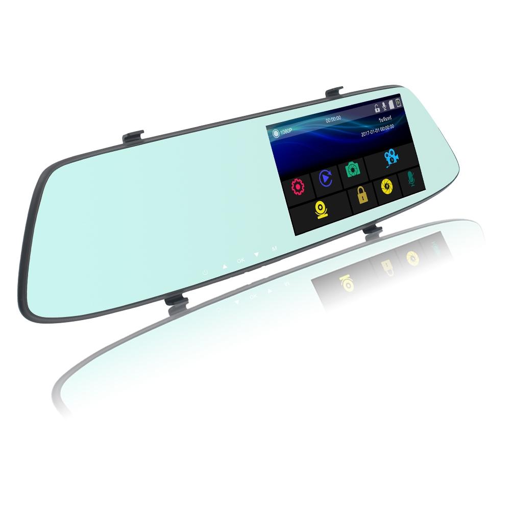 5" LCD Touch Screen Rear View Mirror Car Recorder with Separate Camera