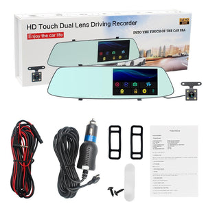 5" LCD Touch Screen Rear View Mirror Car Recorder with Separate Camera