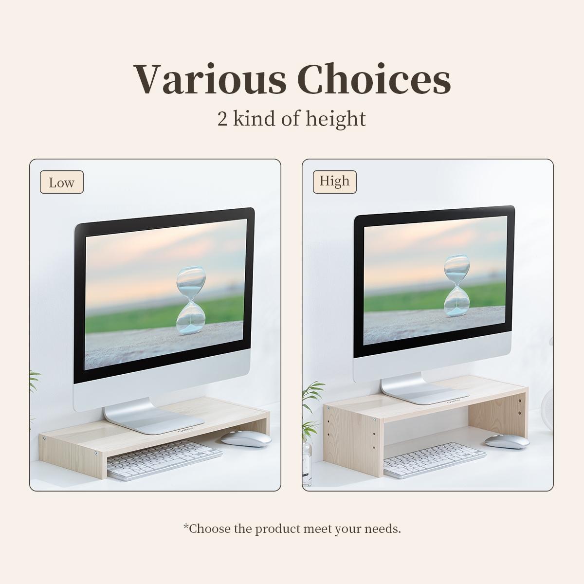 Natural Wood Monitor Stand | Compact Design