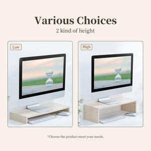 Natural Wood Monitor Stand | Compact Design