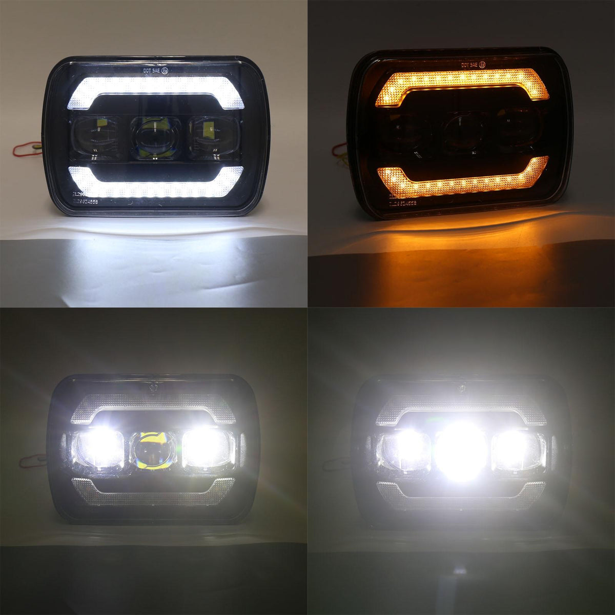 1 Pair | 7 Inch Square Car Headlight Work Lights