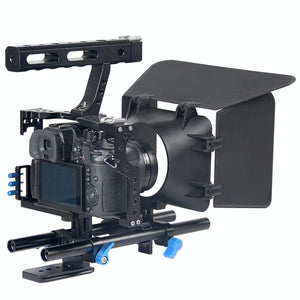 Camera Cage Stabilizer Kit | Matte Box & Follow Focus | Panasonic GH4/G7 & Sony A7 Series