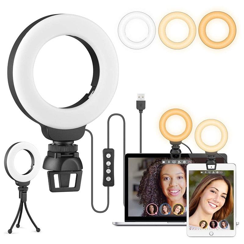 48 LEDs Laptop Camera Beauty Ring Light | Clip Set | 4 - Inch