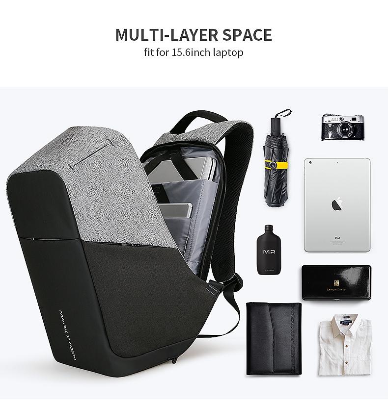 15-inch Multifunction USB Charging Laptop Backpack for Men