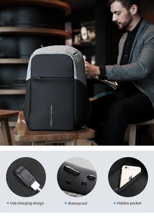 15-inch Multifunction USB Charging Laptop Backpack for Men