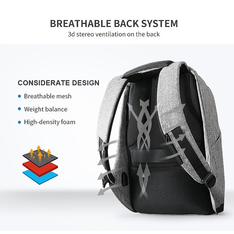 15-inch Multifunction USB Charging Laptop Backpack for Men