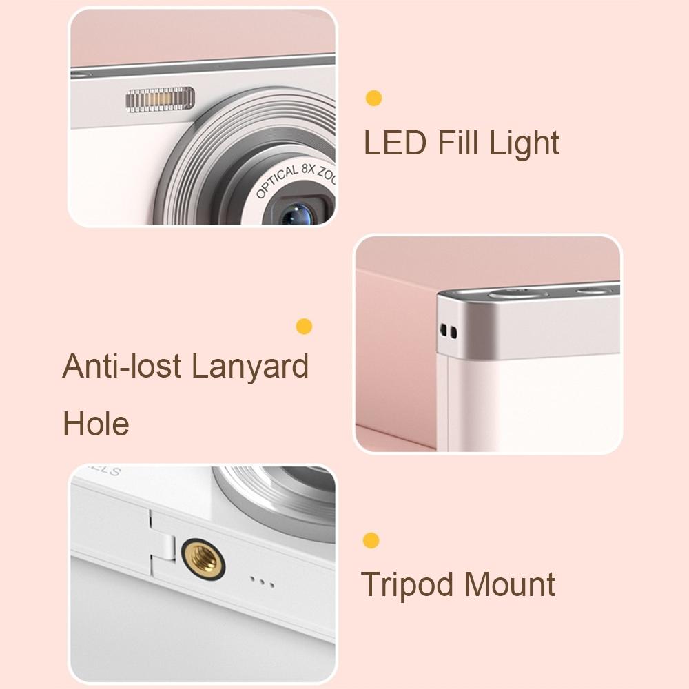4K 8X Optical Zoom Telescopic Lens Digital Camera | White | 2.88 Inch