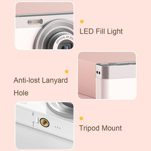 4K 8X Optical Zoom Telescopic Lens Digital Camera | White | 2.88 Inch