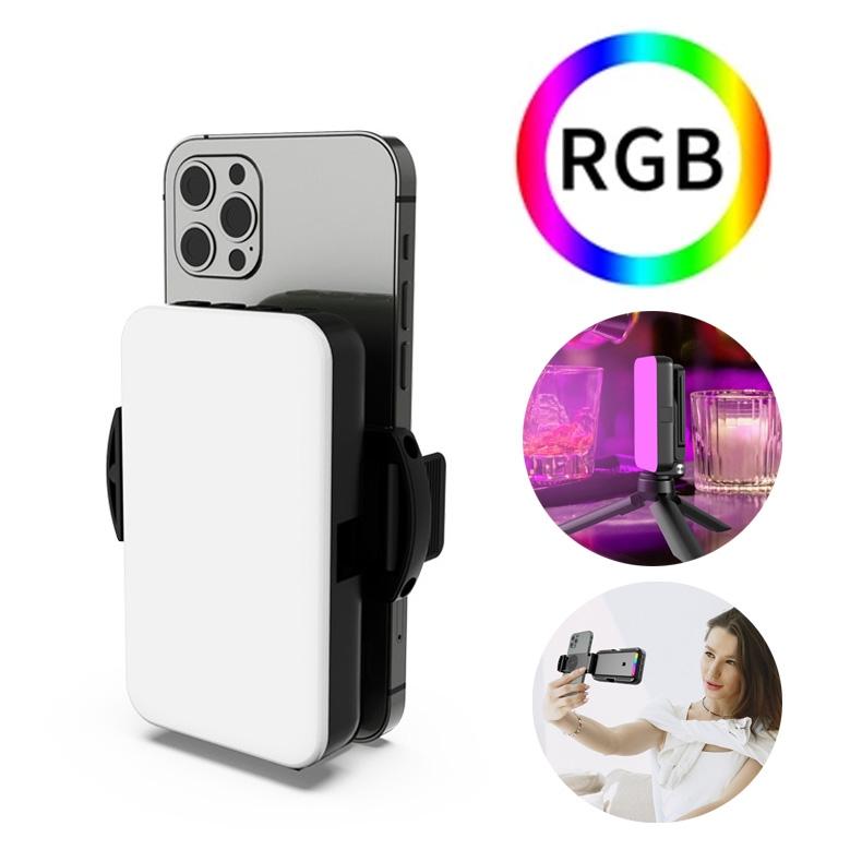 Foldable RGB Fill Light with Phone Clip & Cold Shoe Interface