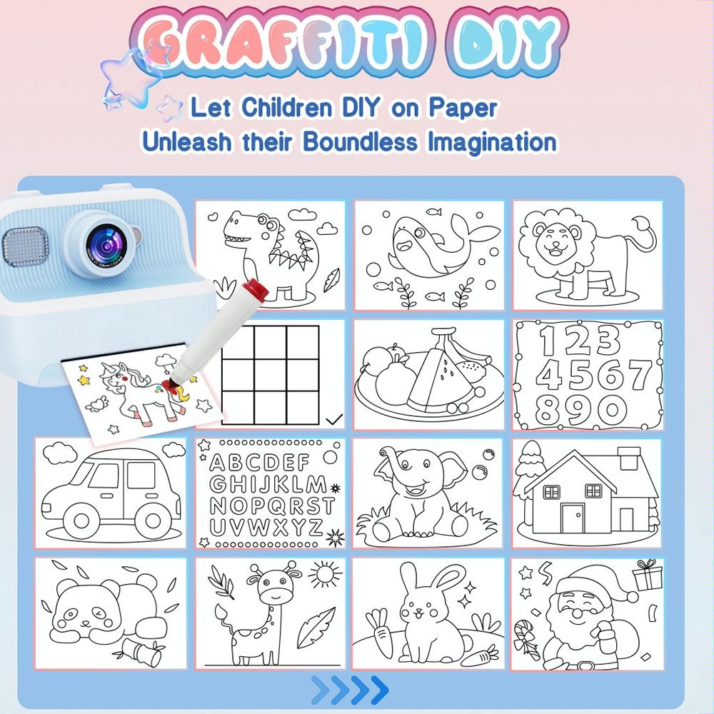 Blue Children's Thermal Camera with Dual-Camera 1080P HD | 2400W Pixel | 2.4-Inch Display | Pink