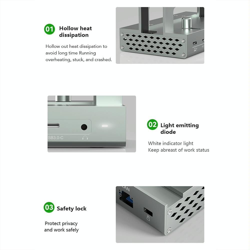 Vertical Laptop Docking Station with 4K / 60Hz Type-C Hub | 10-In-1 | Without LAN