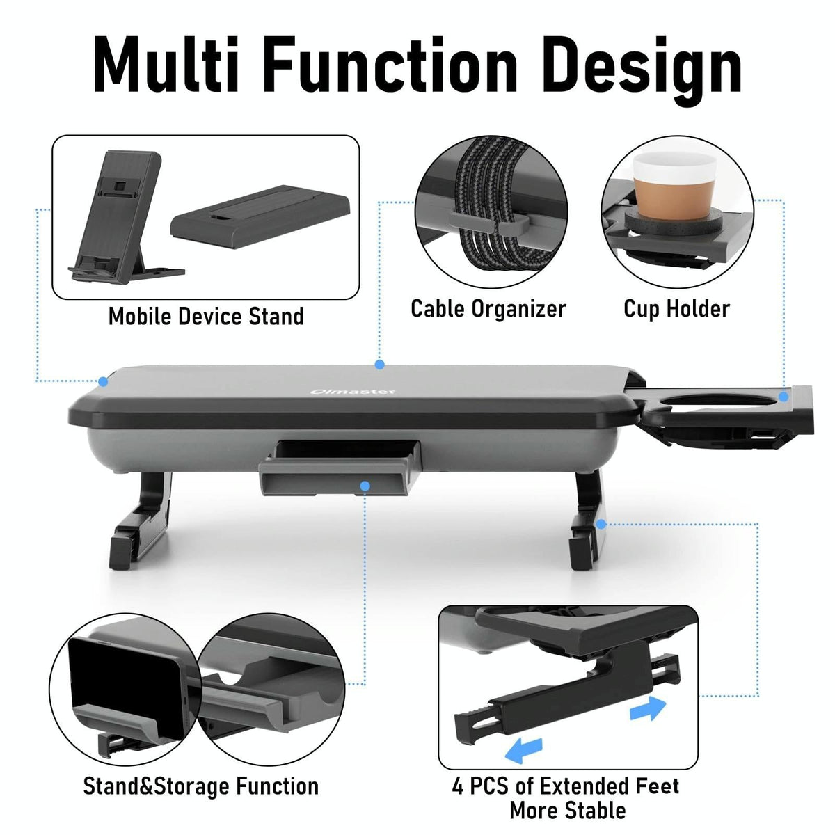 Adjustable Laptop Stand with Storage Drawer | Height Riser | Basic