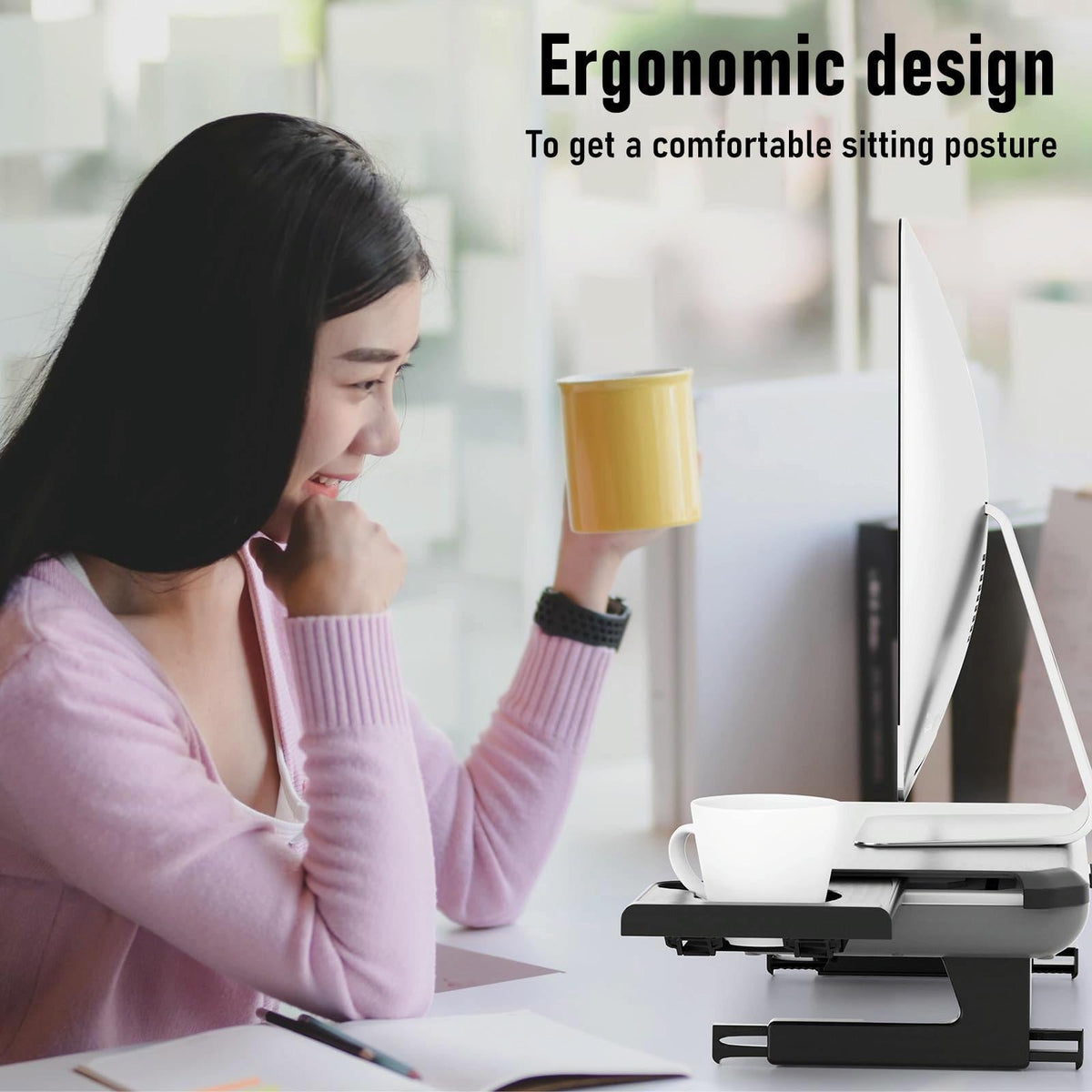 Adjustable Laptop Stand with Storage Drawer | Height Riser | Basic