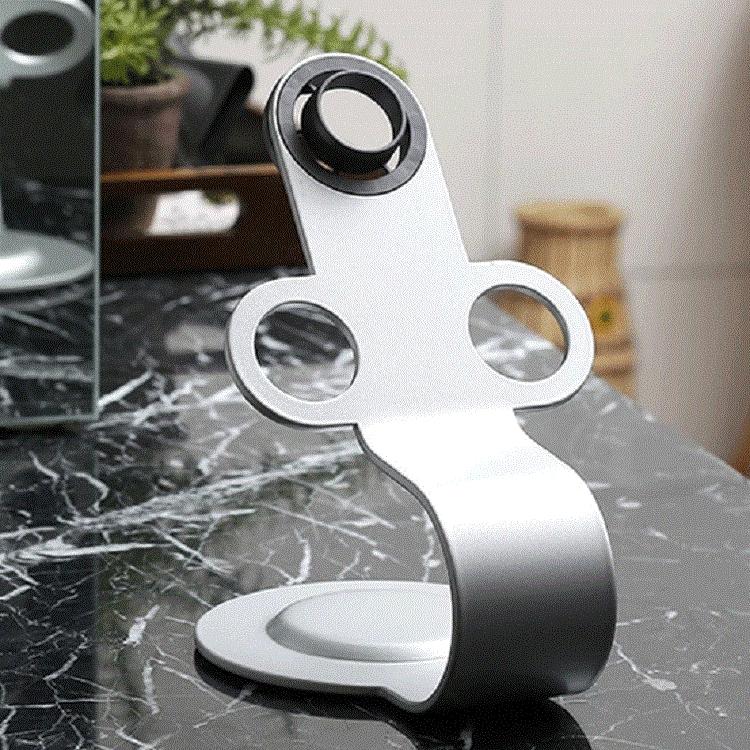 Universal Hair Dryer Stand | No Drilling | Silver