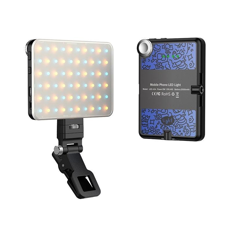 Rechargeable Clip Fill Light | 60 LEDs | 3 Light Modes | Front & Back Clip | A Type Blue - A Type Blue