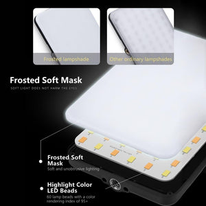 Rechargeable Clip Fill Light | 60 LEDs | 3 Light Modes | Front & Back Clip | A Type Blue - A Type Blue