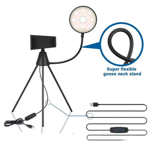 Dimmable LED Ring Light with Phone Tripod Stand