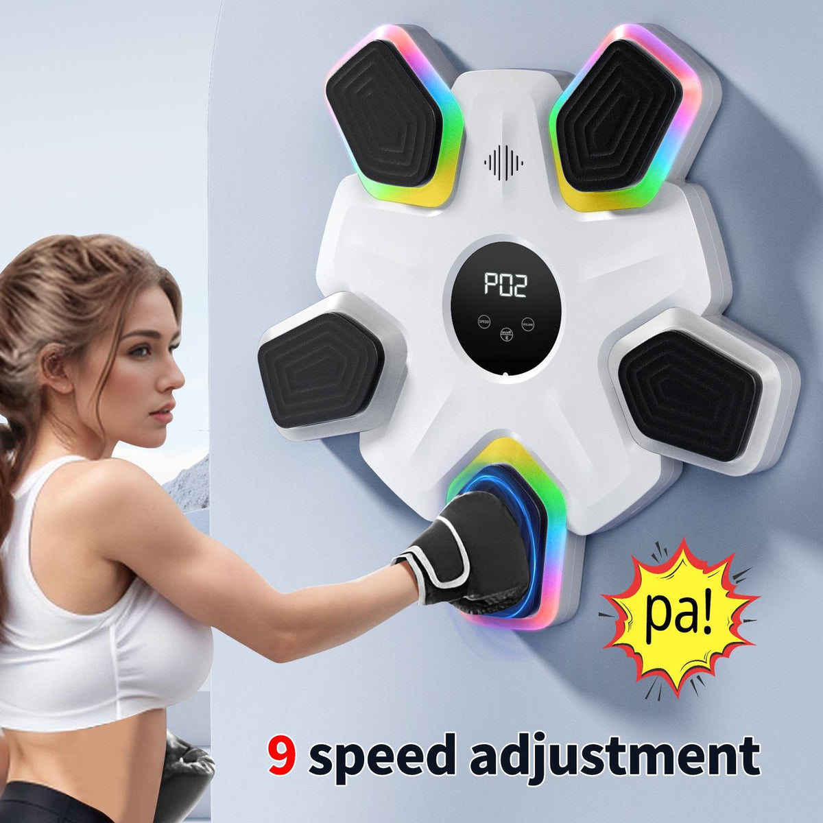 Bluetooth Music Boxing Machine | 4 Modes | 9 Speeds | Colorful Lights | Only Machine | White