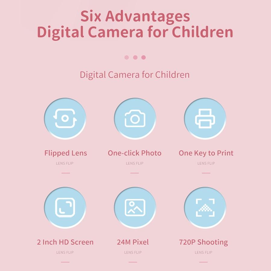 Rotating Lens Kids Digital Camera | Pink | HD Printable