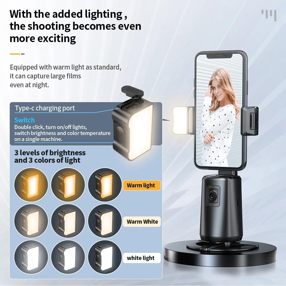 Auto Tracking Gimbal Stabilizer with Fill Light & Selfie Stick | 360° Rotation | A200 Set 1