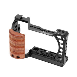 Wood Handle Metal Camera Cage for Sony A6400 / A6300 / A6100 / A6000 | Stabilizer Rig