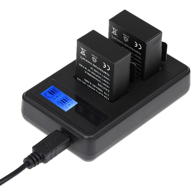 LCD Screen Dual Battery Charger | For GoPro Hero3 | With Charging Capacity Display