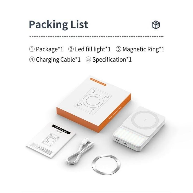 V17 Live Broadcast Magnetic Phone Photography Lamp with RGB LED Fill Light