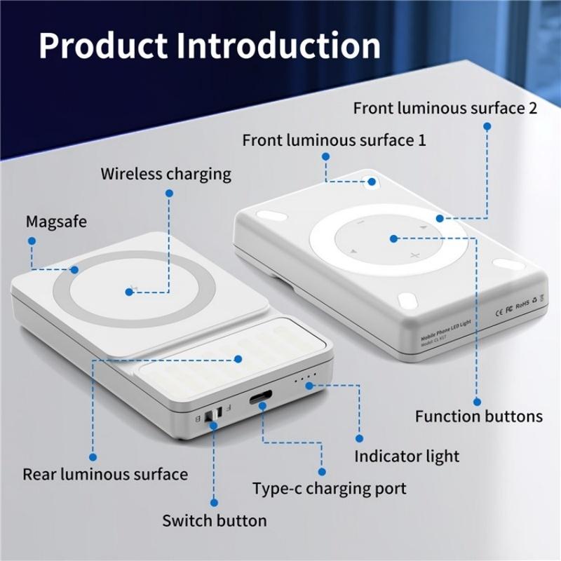 V17 Live Broadcast Magnetic Phone Photography Lamp with RGB LED Fill Light