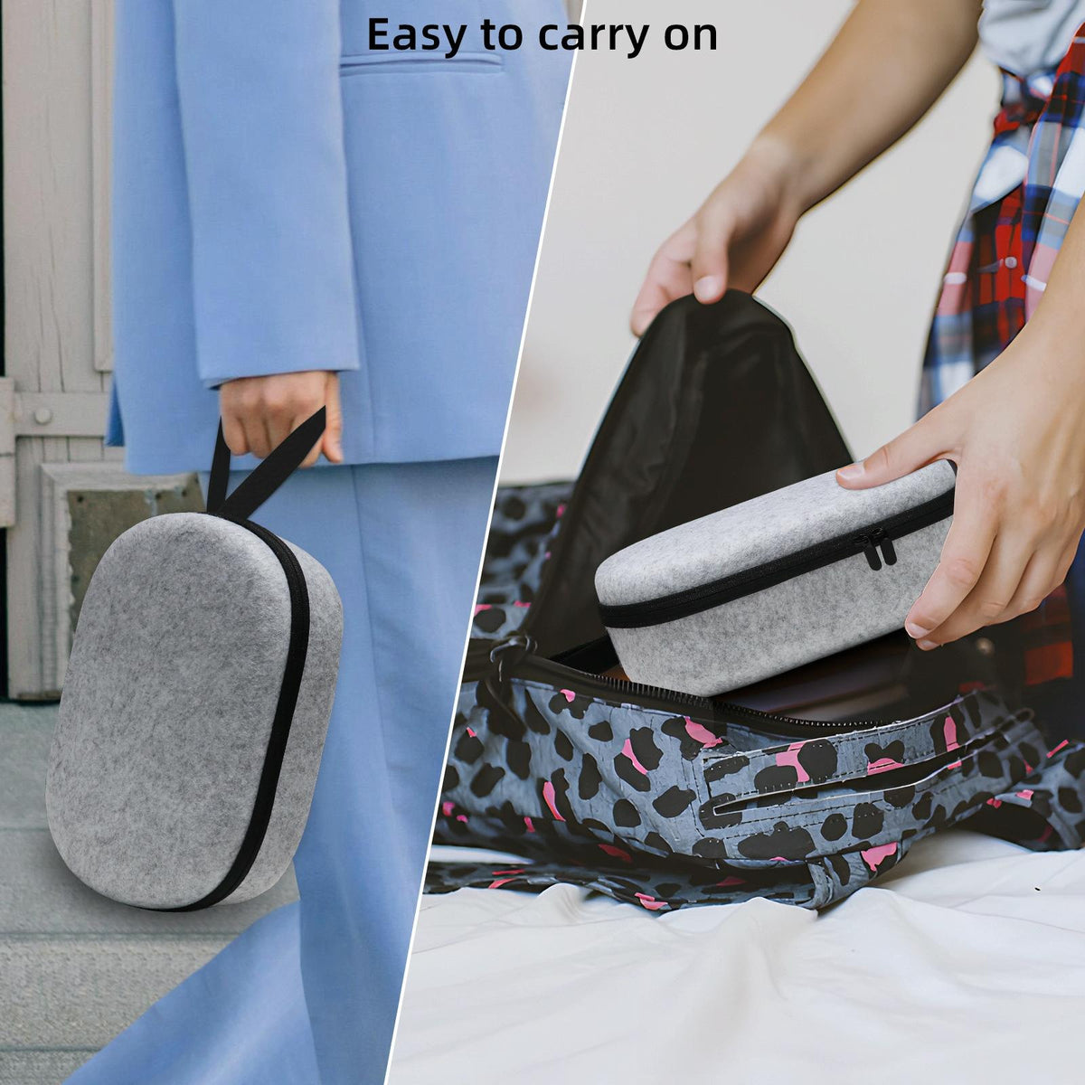 Portable VR Headset Storage Bag for Apple Vision Pro Glasses | Gray Felt