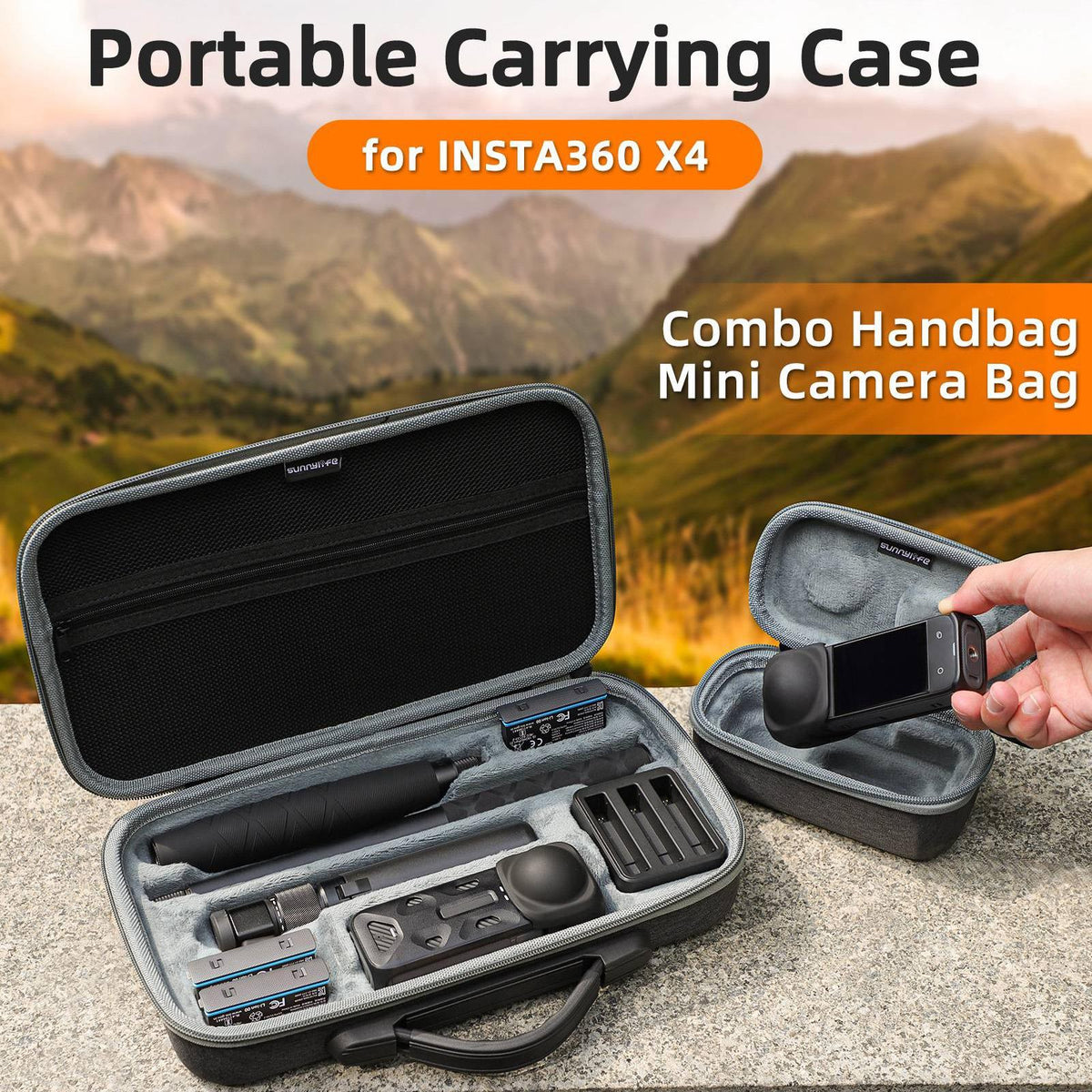 Insta360 X4 Sunnylife Mini Camera Bag for Carrying | Model X4-B812 | X4-B816 Combo Bag
