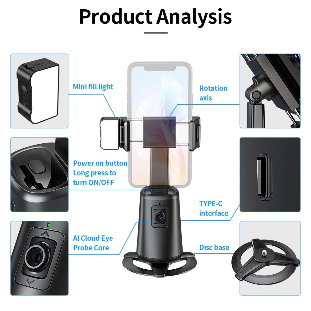 Auto Tracking Gimbal Stabilizer with Fill Light & Selfie Stick | 360° Rotation | A200 Set 2