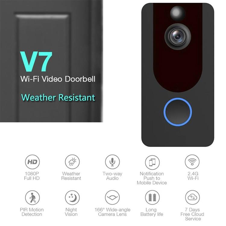 Smart WiFi Video Doorbell | 1080P HD | Intercom + Weatherproof