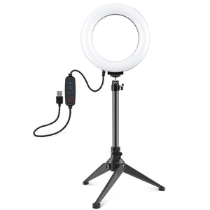 6.2" LED Ring Light with USB 3 Modes Dimmable | Desktop Tripod | Cold Shoe Ball Head
