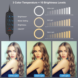 6.2" LED Ring Light with USB 3 Modes Dimmable | Desktop Tripod | Cold Shoe Ball Head