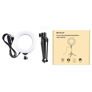 6.2" LED Ring Light with USB 3 Modes Dimmable | Desktop Tripod | Cold Shoe Ball Head
