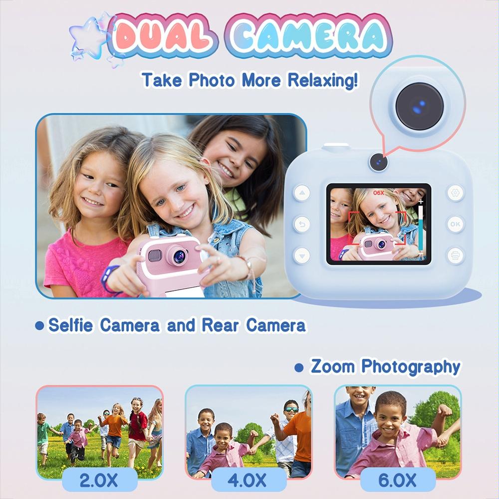 Blue Children's Thermal Camera with Dual-Camera 1080P HD | 2400W Pixel | 2.4-Inch Display | Purple