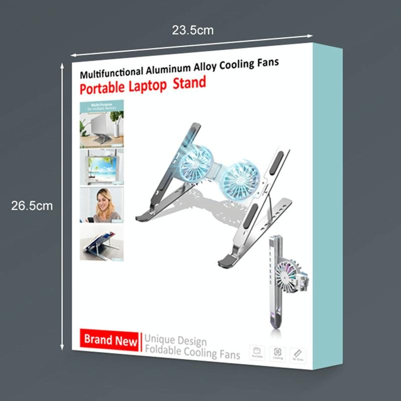 Foldable Laptop Cooling Stand with Ambient Light | Gray