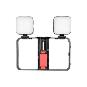 Vlogging Live Broadcast Smartphone Video Rig with LED Selfie Light & Stabilizer Handle