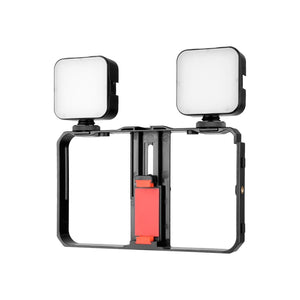 Vlogging Live Broadcast Smartphone Video Rig with LED Selfie Light & Stabilizer Handle
