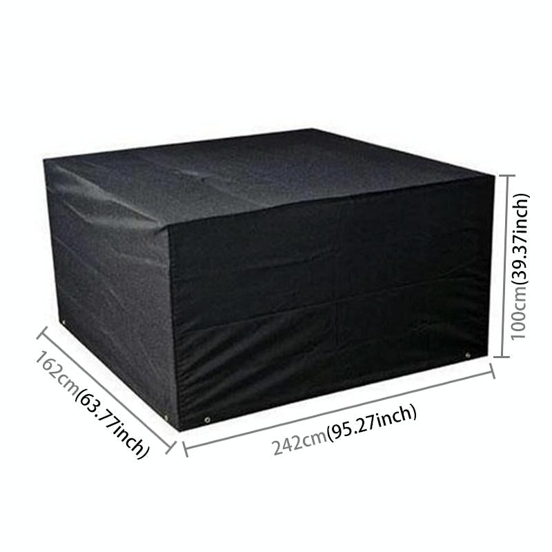 Outdoor Furniture Set Cover | Waterproof | Anti-UV | Dust-Proof | 210D Oxford Cloth | 242x162x100cm | Black