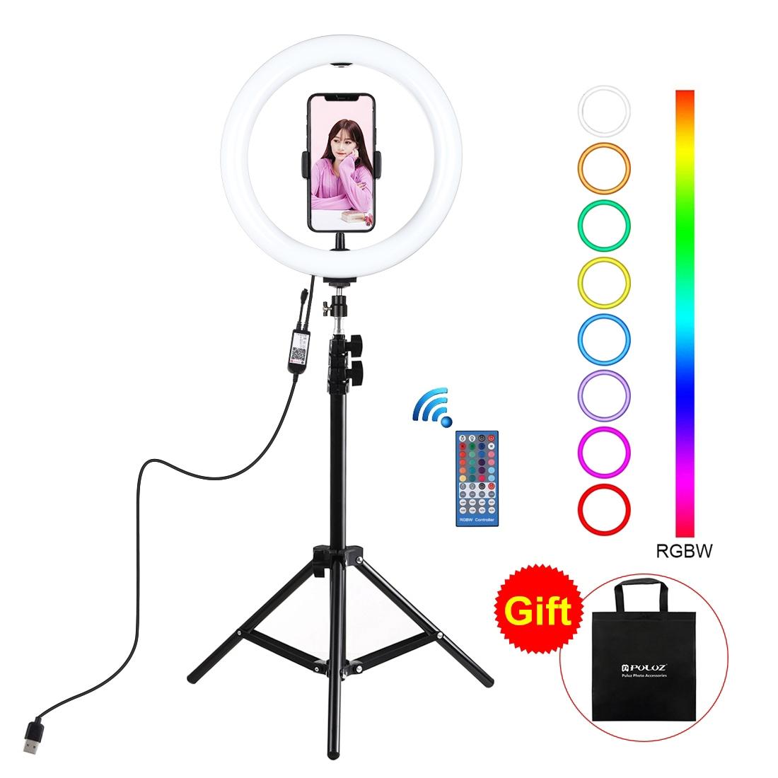 10.2 RGBW LED Ring Light Kit with 1.1M Tripod, Remote, Ball Head, and Phone Clamp