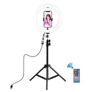 10.2 RGBW LED Ring Light Kit with 1.1M Tripod, Remote, Ball Head, and Phone Clamp