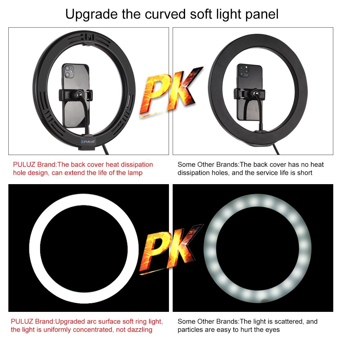 10.2 RGBW LED Ring Light Kit with 1.1M Tripod, Remote, Ball Head, and Phone Clamp