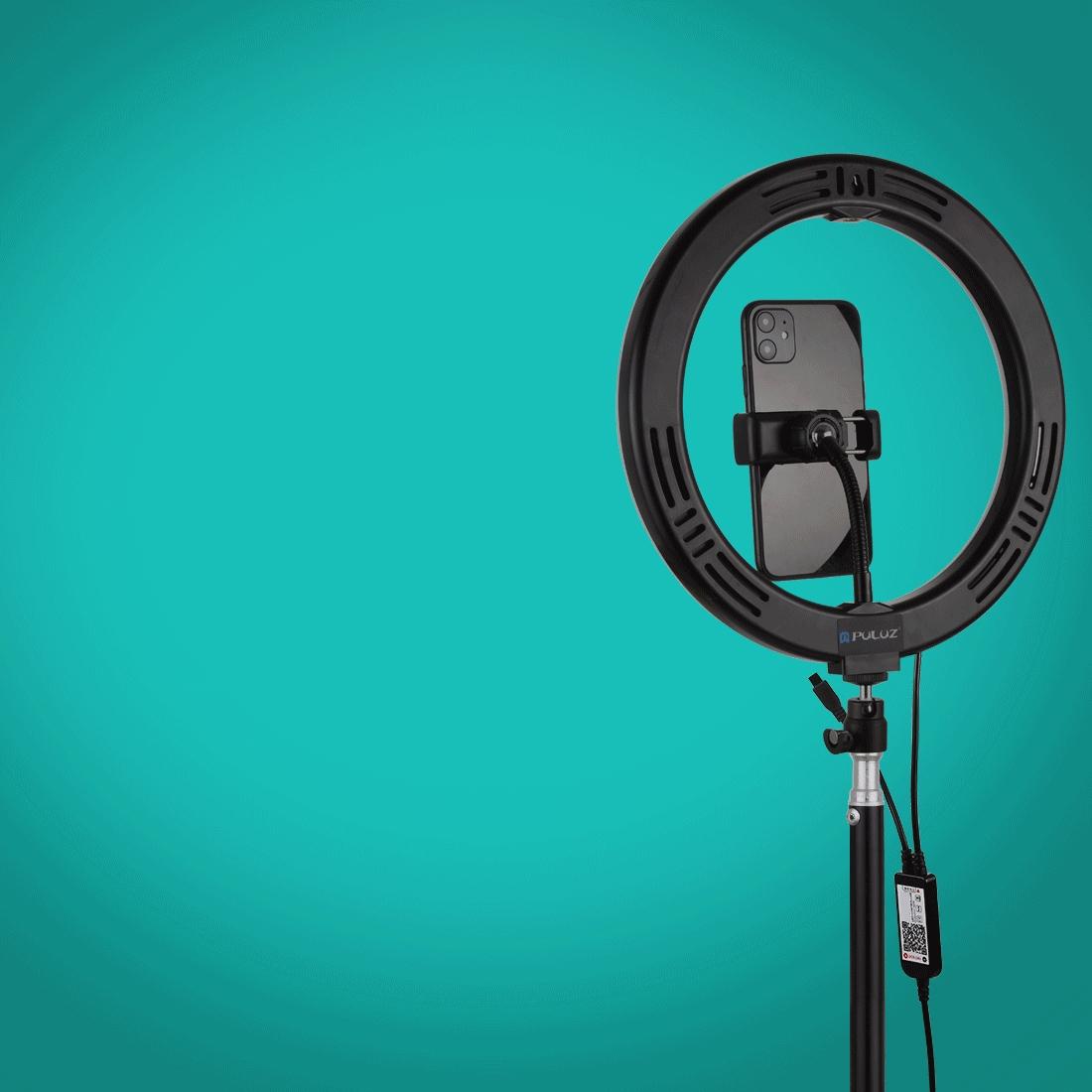 10.2 RGBW LED Ring Light Kit with 1.1M Tripod, Remote, Ball Head, and Phone Clamp