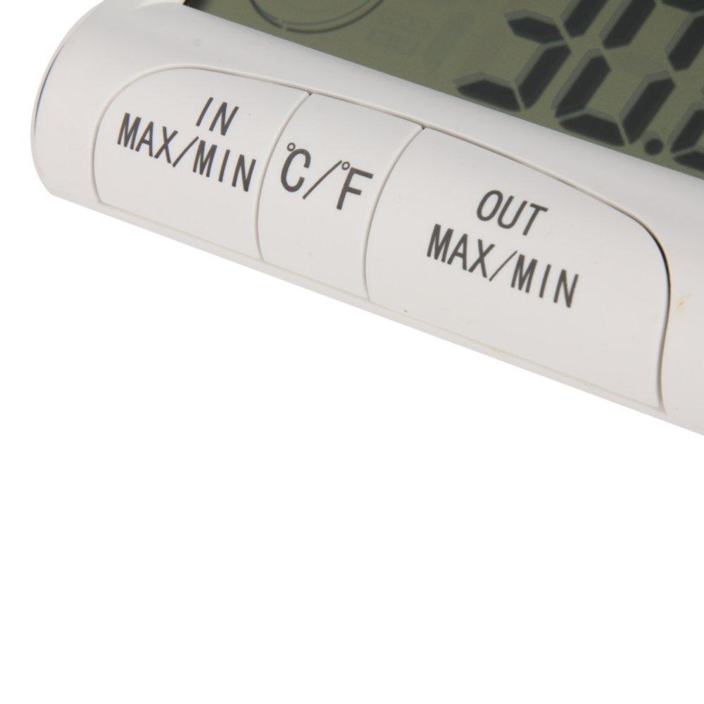 Digital Thermometer & Hygrometer | External Sensor | White
