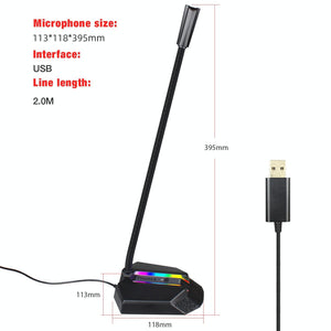 Flexible USB Microphone with RGB Lighting for Voice Chat & Video Conferencing