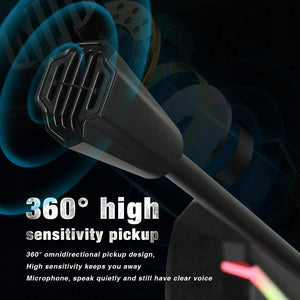 Flexible USB Microphone with RGB Lighting for Voice Chat & Video Conferencing
