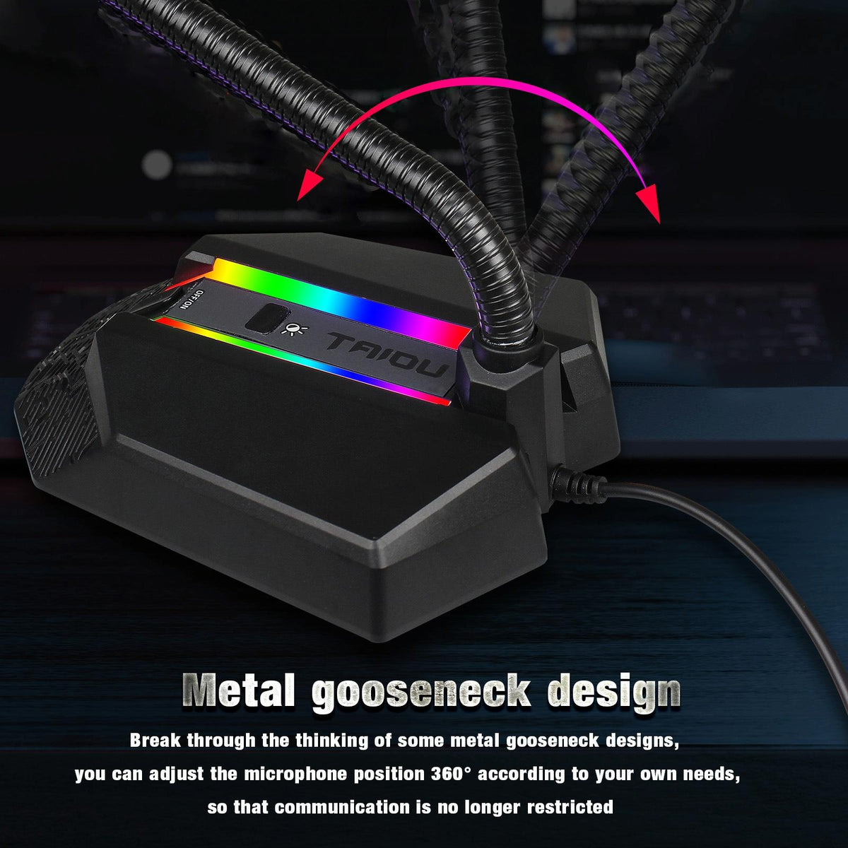 Flexible USB Microphone with RGB Lighting for Voice Chat & Video Conferencing