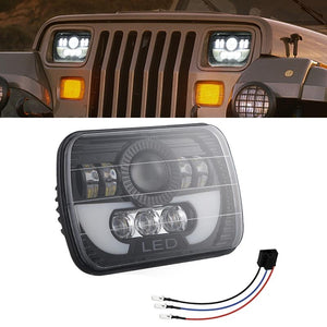 7" Square LED Headlight | 35W | 4000LM | 6000K + Amber | Car, Truck, Work Light, Spotlight